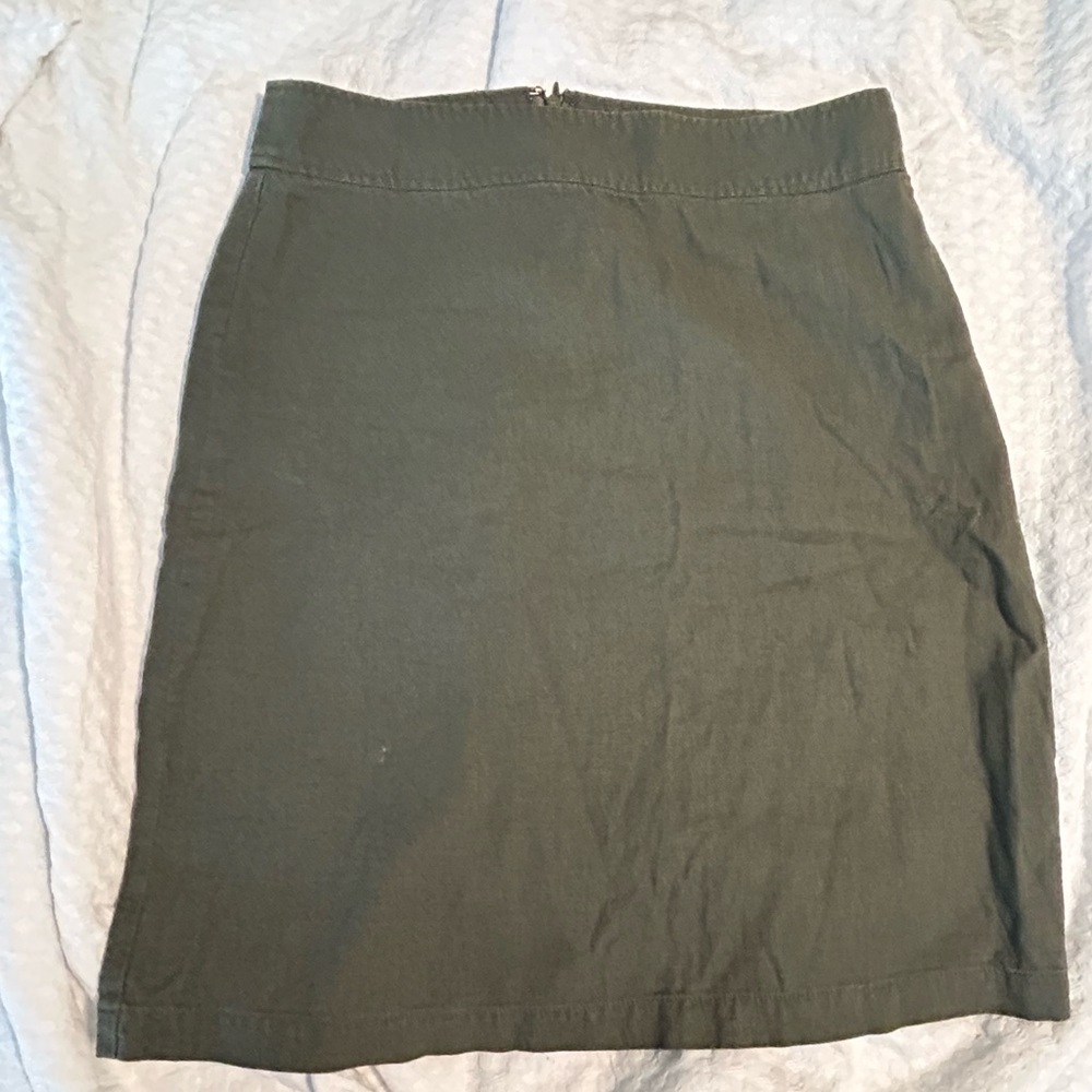 BCBG Maxazria Olive Linen Skirt.
